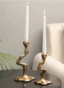 เชิงเทียนอลูมิเนียมสีทองเข้มชวนให้หลงใหลแก้วสีเขียวตกแต่งบ้านที่สวยงามแกนกลางเทศกาลอีสเตอร์คริสต์มาสที่ทันสมัย - Product Image 3