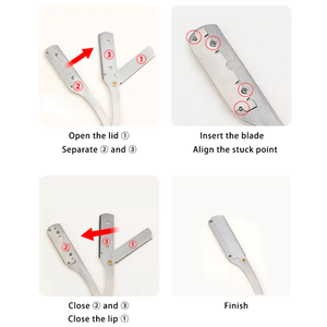 Maquinilla de afeitar recta profesional ANAAIF para hombres y mujeres, afeitadora de hoja de seguridad de acero inoxidable para corte de pelo de salón y depilación corporal - Product Image 3