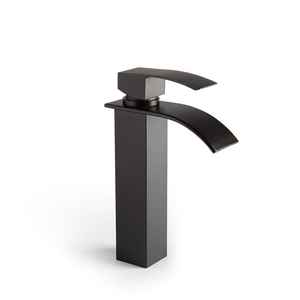 Robinet de lavabo cascade haut Noto noir mat élégant pour salle de bain et toilettes - Product Image 1
