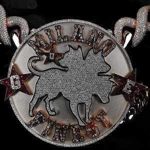 Colgante con Nombre de Moissanita Certificada GRA, Personalizado, de Plata 925, con Certificación de Diamante, Estilo Hip Hop Cristiano, con Cadena de Eslabones - Product Image 1