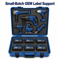 Kit combiné d'outils électriques sans fil 6-en-1 21V sans balais : Meuleuse, Clé à chocs, Perceuse à percussion, Scie sauteuse, Scie à main