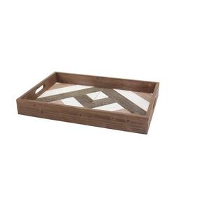 Plateau en bois blanc pur de qualité supérieure, plateau de service et de rafraîchissement rectangulaire en bois avec poignée pour la décoration de la maison - Product Image 3