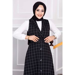 Ensemble Gilet Double Hijab Détail Boutons Noir - Product Image 3