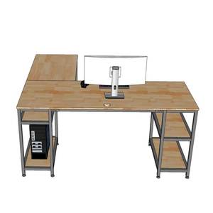 Escritorio Esquinero en Forma de L de 160x140cm, Madera de Caucho con Estructura de Hierro y Estantería Integrada, Requiere Ensamblaje - CD68026 - Product Image 3