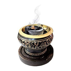 Brûleur d'encens enduit de poudre noire en laiton brûleur d'encens en laiton réglable brûleur d'encens à bobine de qualité d'usine article de décoration intérieure - Product Image 6