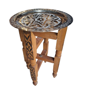 Meubles de maison indiens fabriqués à la main incrustation de bois marocain meubles de salon en bois à dessus arrondi table marocaine - Product Image 6