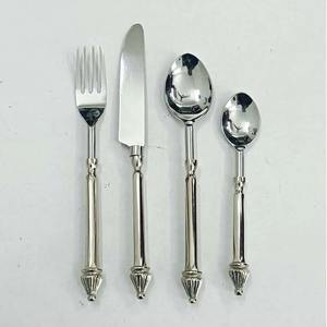 Juego de cubiertos de cabeza de plata con mango de estilo Bambú de resina verde, cubiertos de diseñador ideales para banquetes, bodas, fiestas, hoteles y restaurantes - Product Image 5