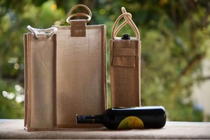 Single Bottle Jute Wine Bag with Rope Handles Available in Your Required Colors Prints and <b>Labels</b> - Product Image 6