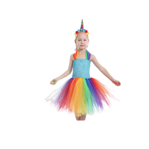 Costume da principessa unicorno arcobaleno #08822-1 oggetti di scena per costumi divertenti e festivi per bambini e adulti - Product Image 1