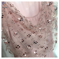Tissu en dentelle brodée de fleurs avec des perles de sequins multicolores personnalisées YX222