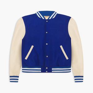 เสื้อแจ็กเก็ตบอมเบอร์ผ้าขนแกะ100% สำหรับผู้ชายเสื้อแจ็กเก็ตผ้ากำมะหยี่ปักลายสไตล์มหาวิทยาลัยย้อนยุคงาน OEM ตามสั่งสำหรับฤดูหนาวไซส์ใหญ่พิเศษ - Product Image 1