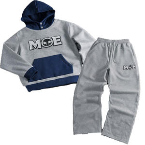 Custom Logo Embroidery Sweat Suit Heavyweight Cotton Fleece Streetwear Winter Men's Contrast-Colors Flared <b>Sweatpants</b> Tracksuits - Product Image 1