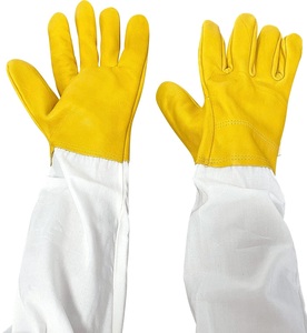 Gants d'apiculture en cuir de qualité supérieure avec manches longues en toile et manchette élastique Gants de sécurité pour apiculteur personnalisés - Product Image 4