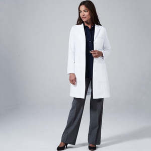 Bata de Laboratorio Unisex de Manga Larga, Blanca, Diseño Clásico con Botones, Sensación Suave, Poliéster/Algodón, Uniforme de Enfermera para Hospital - Product Image 3