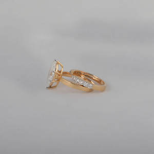18KT Gold Plated <b>Wedding</b> Engagement Rings Classic Style Marquise Cut Eternity Lab Grown Certified Diamonds Ring for Women - Product Image 3