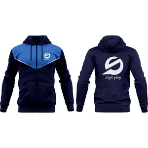 เสื้อฮู้ดผ้าฟลีซโพลีเอสเตอร์ 100% สีน้ำเงินสำหรับผู้ชายและผู้หญิง สวมใส่สบายและอบอุ่น เหมาะสำหรับเล่นกีฬา ชุดลำลอง และกิจกรรมกลางแจ้ง - Product Image 2