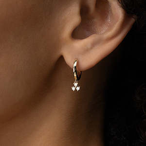 ต่างหูเพชรทรงกลมลายดอกไม้ - Product Image 3