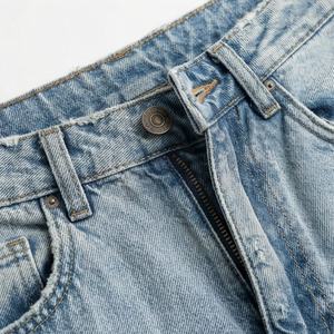 <b>Women's</b> High Quality Slim Fit Denim Pants Breathable Cotton Customized Color Regular Bottoms Drawstring Mid Plain Dyed Trousers - Product Image 3