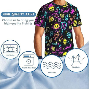 T-shirt de base pour hommes en coton coloré avec manches courtes/sans col imprimé Motif Technics OEM Origine du Vietnam - Product Image 6