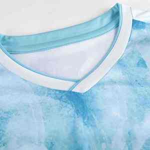 Conjunto de uniforme de fútbol azul cielo y blanco ligero 100% poliéster Jersey pantalones cortos transpirable Kit de entrenamiento para partidos de fútbol de hombres - Product Image 5