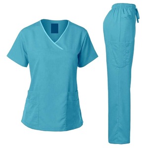 Pakistán hizo precio barato de alta calidad Spandex/poliéster médico Scrub uniformes conjuntos cómodos Unisex Scrubs logotipo personalizable - Product Image 4