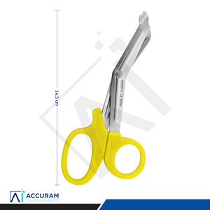 Ciseaux médicaux pour traumatisme, ciseaux à pansements jaunes, 14,5 cm, acier inoxydable, à angle, à bout arrondi, pour urgences, chirurgie, hôpital, paramédicaux, infirmières - Product Image 5