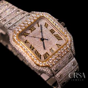 Reloj de plata de lujo con diamantes naturales, reloj helado con diamantes reales para un aspecto llamativo y un estilo atemporal a la venta - Product Image 5