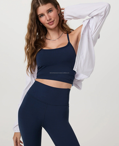 Camiseta sin mangas sin costuras de alta calidad para mujer, transpirable, poliéster, Spandex, satén, tejido, ropa de Yoga, soporte medio, logotipo frontal, talla XS - Product Image 3