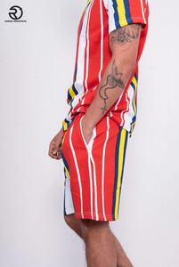 Summer Wear Ensembles jumeaux pour hommes T-shirts à manches courtes avec short Ensembles jumeaux d'été pour hommes écologiques Couleur contrastée - Product Image 3