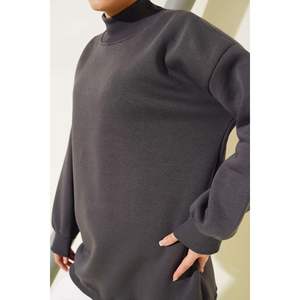 Tunique florale à col roulé à trois fils modeste bureau dame lanterne creuse couleur fumée personnalisée longueur au genou pour Club Day ODM 2 pièces - Product Image 3