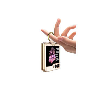 Coque de protection pliable en silicone Premium Or pour Samsung Galaxy Z Flip 6 avec support anneau MRSA en PU pour téléphone portable - Product Image 4