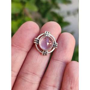 925 Solid Sterling Silver Handmade Women's <b>Ring</b> with Natural Rose <b>Quartz</b> Cut Pink Gemstone Fine Fashion for Valentine's Day - Product Image 3