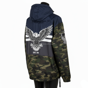 Chaqueta cortavientos de estilo callejero para mujer, tela de nailon 220 GSM, Panel multicolor con bordado de Calavera, chaqueta con logotipo personalizado para mujer - Product Image 5