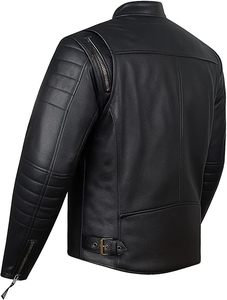 Veste de motard en cuir surdimensionnée d'hiver personnalisée ODM OEM pour hommes, col montant, style zippé, haute qualité, design de poche personnalisé - Product Image 3