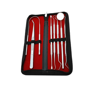 Ensemble de grattoir de détartreur de dents dentaires de 7 pièces outils de nettoyage de dents d'animal familier manuels avec dissolvant de langue en acier
