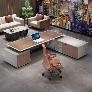 Bureau de direction en L personnalisable de haute technologie, table d'ordinateur moderne pour PDG et managers, mobilier en bois écologique de luxe, grand format - Product Image 4