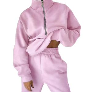 Trajes de sudor con cremallera de algodón orgánico 100%, chándales elegantes personalizados de primera calidad, conjunto de 2 piezas transpirable de diseño informal - Product Image 1