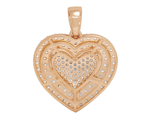 Élégant nouveau pendentif classique en forme de cœur glacé avec diamants ronds Moissanite étincelants Collier de bijoux en argent romantique - Product Image 3