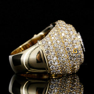 Bague Hip Hop Unique en Argent Sterling 925 Entièrement Glacé avec Diamants Ronds Brillants Cultivés en Laboratoire Plaqué Rhodium pour les Mariages - Product Image 2