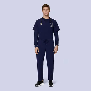 Uniforme de enfermera de manga corta con cuello en V personalizado al por mayor, pantalones para correr, conjunto médico para hombres, para hospitales, uniformes médicos fabricados - Product Image 5