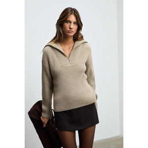Pull en tricot à col montant zippé et manches longues coupe décontractée pour femme GRIMELANGE AUDAZ - Product Image 5