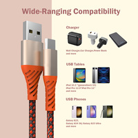 Cable de carga de enchufe de aluminio de lujo de color degradado tipo C a cable de carga de la USB-A para Android 1M