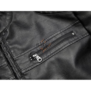 Men's Vintage Genuine <b>Leather</b> <b>Jacket</b> Stand Collar Soft <b>Long</b> Lasting Great Winter Any Occasion High Street Style Patchwork High - Product Image 6