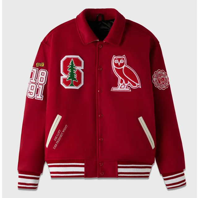 High Quality Dyed Winter Red Short Cropped Varsity Letterman Jacket Logo Fashionable Button Windproof Wool/Polyester Women's
