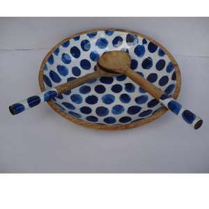 Cuencos de madera con patrones florales para ensalada, cuencos para servir Pasta, fideos, comida, Bol para servir ensalada, Mango de madera - Product Image 6