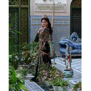 Vestido de Noche Elegante de Satén de Seda Marroquí Vintage, Vestido de Novia con Adornos Artísticos, Drapeado Suave, Largo hasta el Suelo, Ecológico, Impresionante - Product Image 3