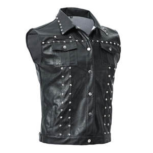 Gilet pour homme en faux cuir à rivets nouvelle tendance Gilet punk clouté pour fête Gilet sans manches pour homme - Product Image 3