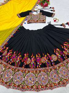 Vente en gros Nouveau Designer Navratri Spécial Faux Georgette Belle Chine Point Avec Séquence Travail Top Et Lehenga Pour Le Festival - Product Image 6