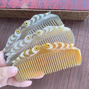 หวีเขาควายที่สวยงามมีเอกลักษณ์พร้อมด้ามจับรูปสัตว์ - Product Image 4