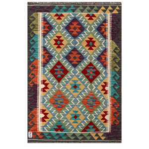 Alfombra Kilim de Maimana, Afganistán, 150 x 103 cm para Decoración del Hogar - Product Image 1